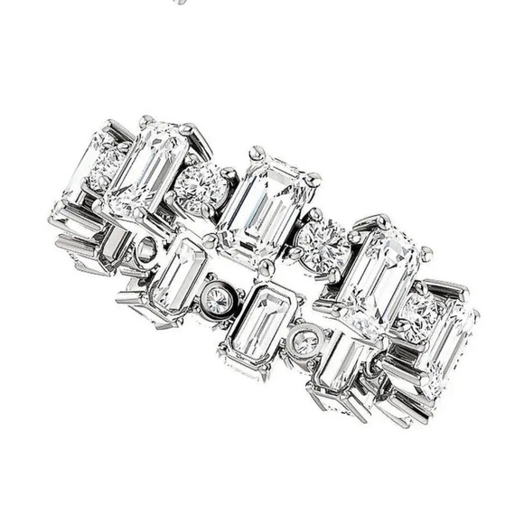 NIB 18kt White Gold Diamond Eternity Band Ring - Picture 2 of 4